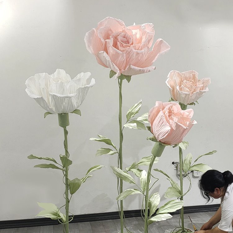 פרח נייר דקורטיבי פורח ורוד חשמלי